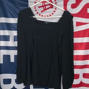 black ruffle long sleeve shirt